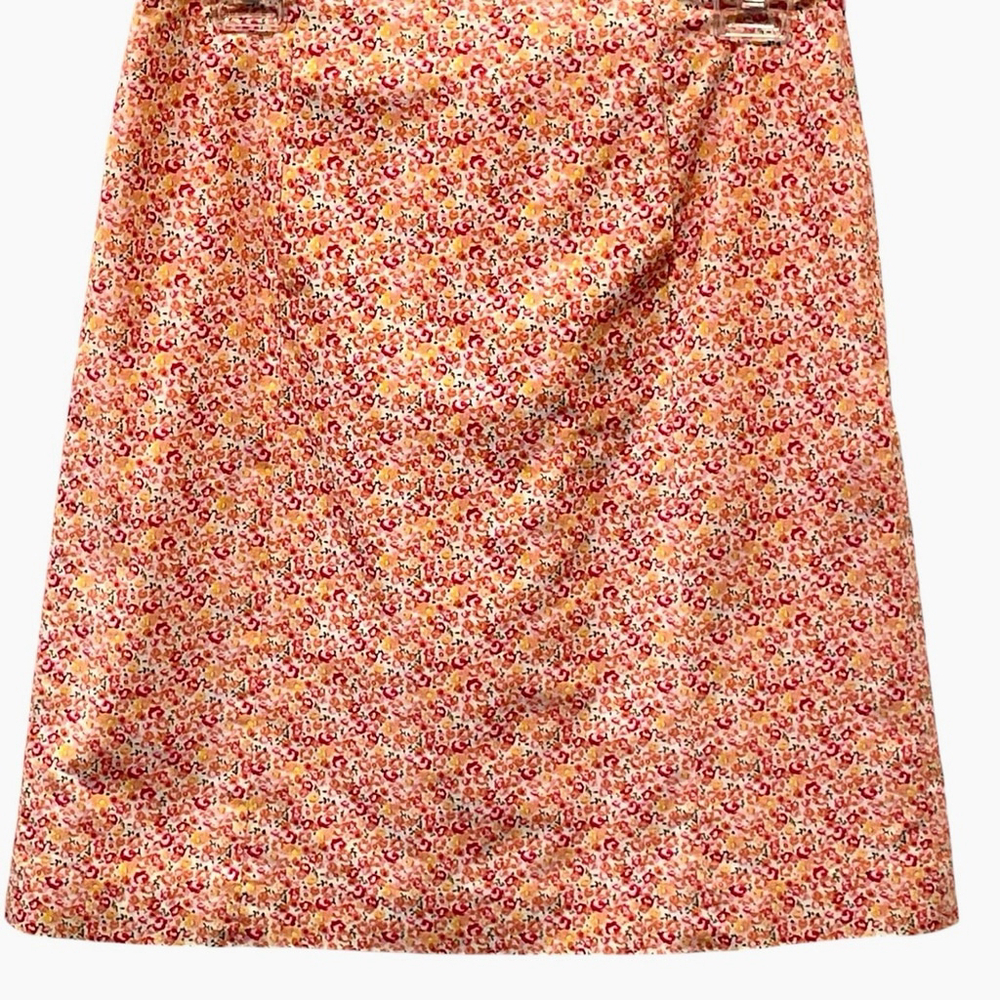 Anne Klein Womens Size 2 Floral Print Skirt Front Pockets Lined Side Zip Cotton